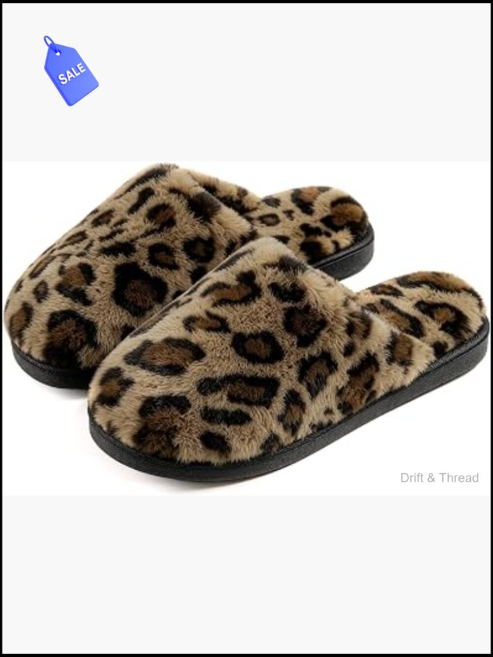 Women's Leopard Print Faux Fur Slippers with Memory Foam Non-Slip Sole